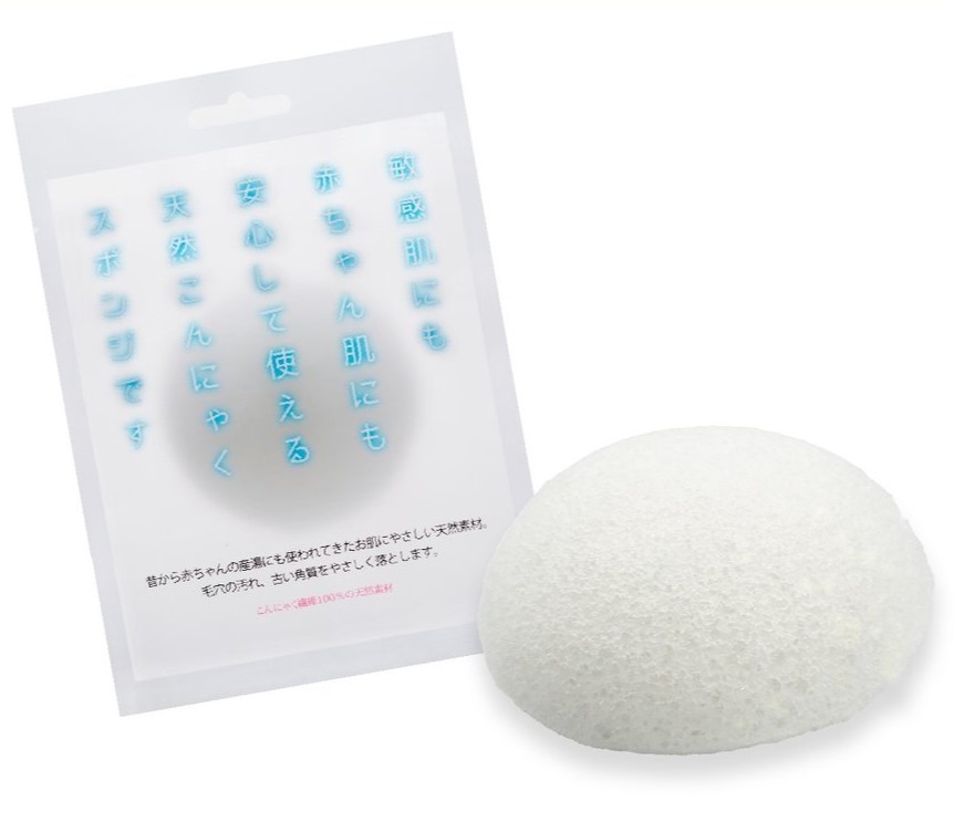 日本Pieras | 100%天然海绵 | 圆形 | 婴幼儿洗澡 | 成人卸妆 | 