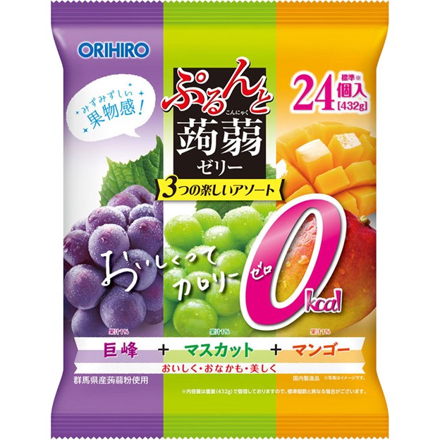 日本ORIHIRO | 蒟蒻果冻 | 芒果+巨峰+提子口味 | 24个 | Orihiro-Konjac Jelly