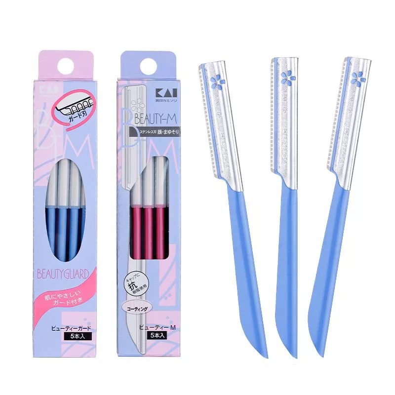 Kai Beauty Guard L-Shaped Razor 3 Pcs | 贝印专业安全修眉刀
