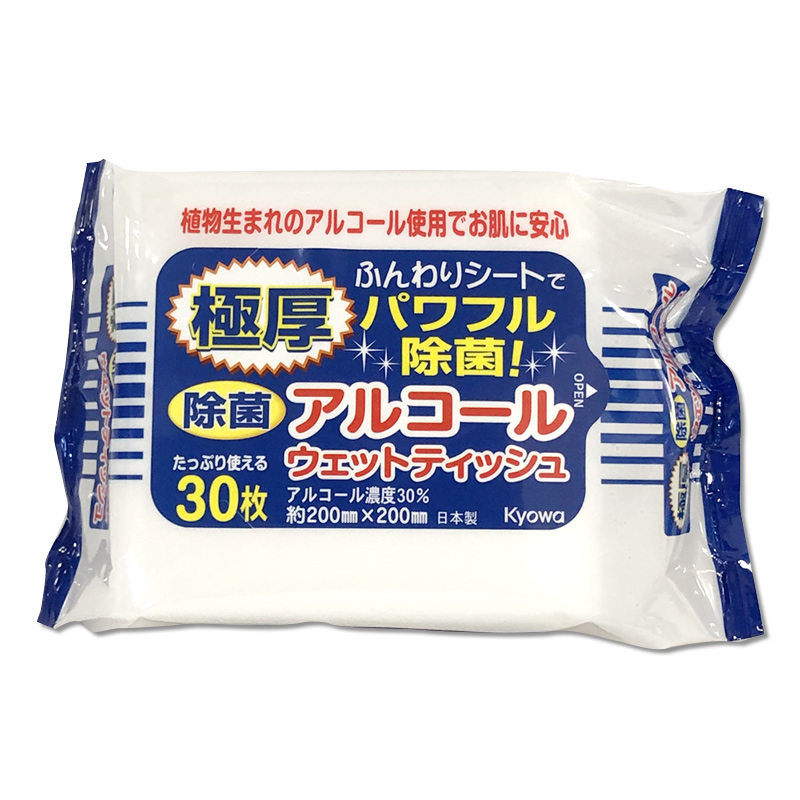 日本协和株式 | KYOWA | 极其厚 | 除菌湿纸巾 | 30 枚 | Extremely thick | sterile wipes