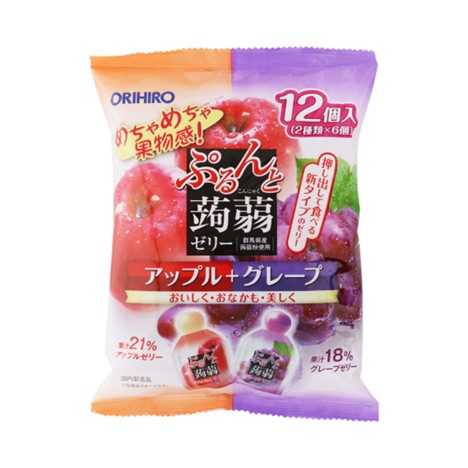 日本ORIHIRO | 低卡美味蒟蒻果冻 | 苹果+葡萄口味 | 12个 | Orihiro-Konjac Jelly (Peach)